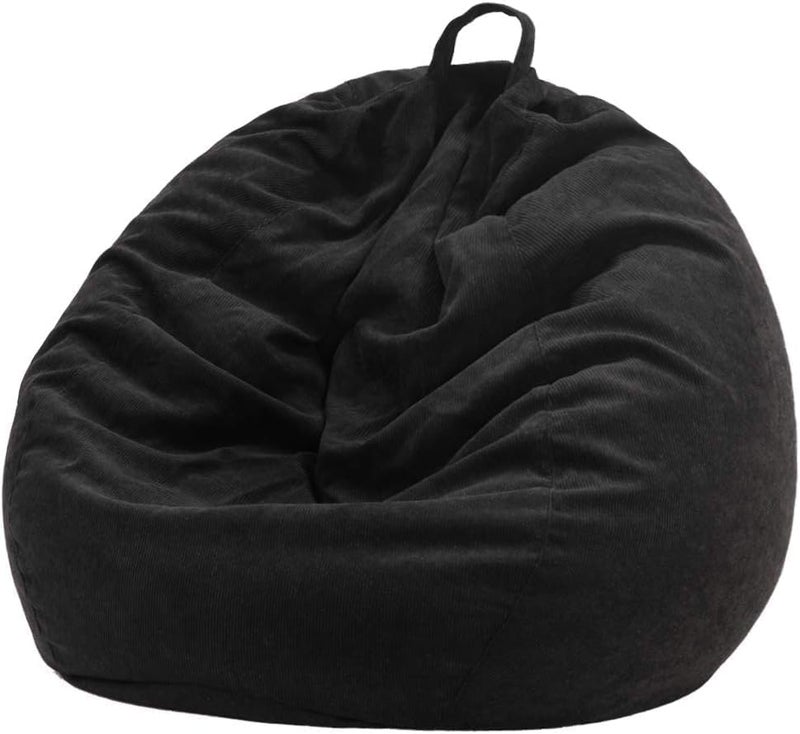 Nobildonna 3 ft Bean Bag Chair Cover (No Filler) 35"Ã—43" Large Stuffed Animal Storage Bean Bag Washable Big Beanbag Chair Cover Premium Corduroy Stuffable Bean Bag Cover for Adults,Kids,Black 300L - Image 1